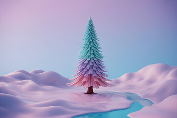 Pastel winter tree