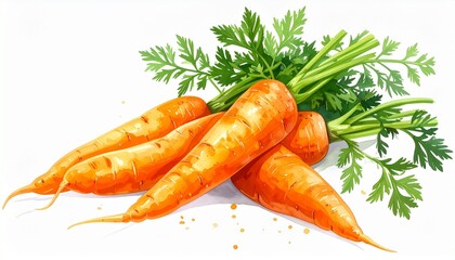 Describe a fresh orange carrot with lush green top on a transparent background. Highlight its tapered shape, smooth texture, and vibrant color for food, nutrition, or design use.
