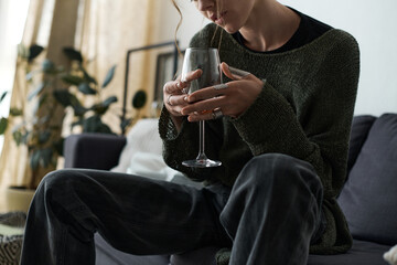 Quiet moments of solitude for a young woman struggling with her thoughts at home