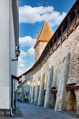 Old Town of Tallinn, Estonia with Medieval Towers and Bastion on a Sunny Day