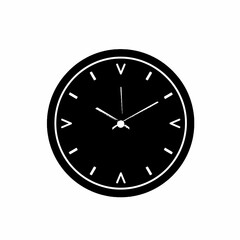 Minimalist black wall clock face icon for time management concepts