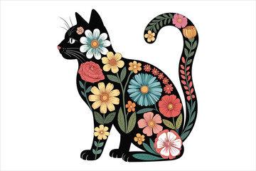 Colorful Rainbow Cat with Sunglasses  t- shirt design Cute Pop Art Illustration