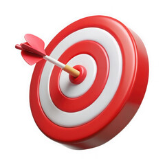 Red and White Dartboard with Arrow in the Bullseye on a Black Background darts target isolated on a transparent background