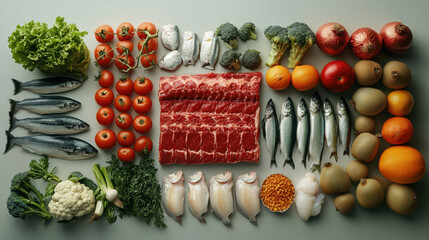 Naklejka premium Fresh Ingredients and Produce Laid Out for Culinary Inspiration