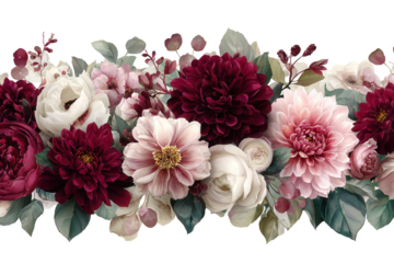 Luxury Peony and Dahlia Seamless Border for Wedding and Textiles