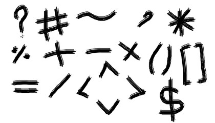 Hand Drawn Brush Math Symbols – Grunge Sketch Icon Set, Artistic Marker Elements Collection
