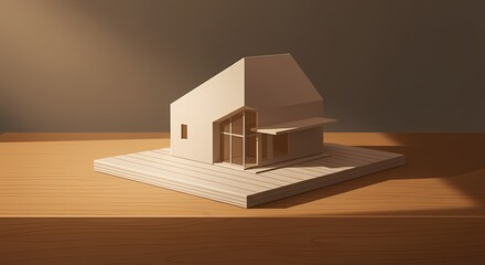A 3D render of a modern residential building model illustrates contemporary architecture design