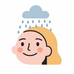 Monk sweeping the floor in simple design with minimal colors  