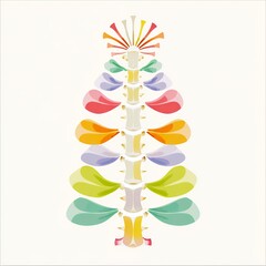 Spine Vertebrae Structure Flat Vector Illustration in Bright Colors