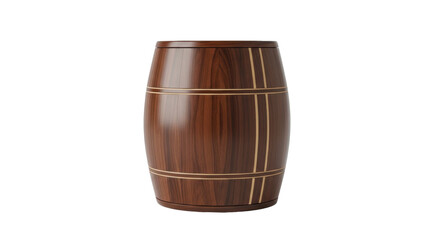Isolated Wooden Barrel Urn with Gold Accents, Elegant Memorial Container for Ashes, Cinerary Urn