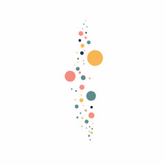 Abstract colorful dots in vertical alignment on white background  