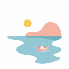 Cyclist riding uphill in red shirt and helmet on white background  