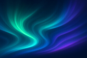 Beautiful glowing aurora lights in green, blue, and purple tones on dark night sky, abstract natural phenomenon background..