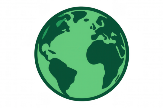 Green earth globe representing ecology, environment, and world sustainability, transparent background - Powered by Adobe