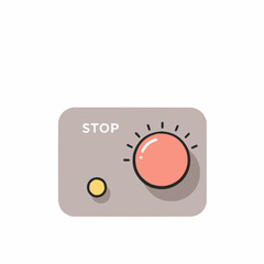Stop button with indicator light in flat design style  