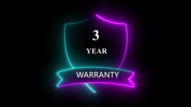 03 years warranty label badge design animation. Support service icon. Motion graphics marketing materials guarantees customer trust quality assurance in promotional.4k video