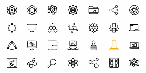 Fototapeta premium Dynamic icons representing science, technology, and business processes, perfect for modern digital presentations and innovative projects.