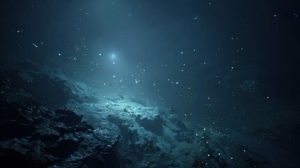 Obraz premium Mysterious Depths of the Ocean: An awe-inspiring journey into the vastness of the deep sea. The image captures the ethereal beauty and mystery of the ocean's hidden realm.