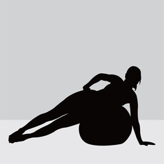 Silhouette of a woman in a Pilates pose, a fitness exercise. Illustration design.