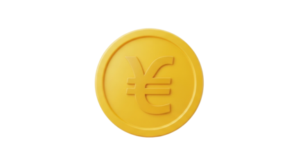 Isolated yellow coin with Yen sign, illustration of currency, money, economy, finances, savings