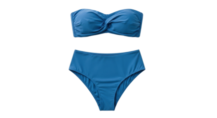 Isolated blue swimwear set, fashion shoot for summer vacation, seaside, sunny beach weather