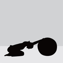Silhouette of a woman in a Pilates pose, a fitness exercise. Illustration design.