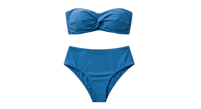 Isolated blue swimwear set, fashion shoot for summer vacation, seaside, sunny beach weather