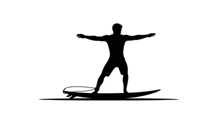 Fototapeta premium Dynamic surfer silhouette mastering the waves, embodying freedom and ocean adventure