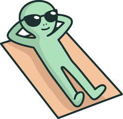 Alien in towel in relax pose design