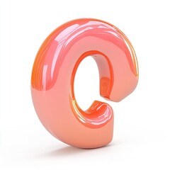 3D rendered, vibrant coral-orange letter "C