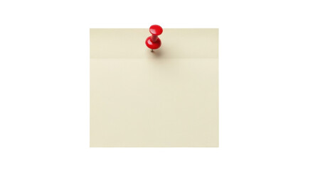 Isolated sticky note reminder held by a red pin ready for a business or personal message