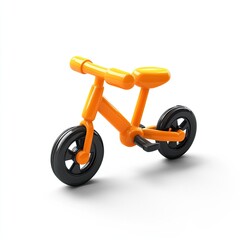 Bright orange balance bike, side view