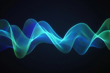 Symmetrical wave design showcasing glowing blue and green colors in an abstract composition