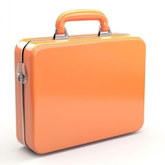 Orange medical briefcase, likely a first-aid kit,  metallic finish, isolated