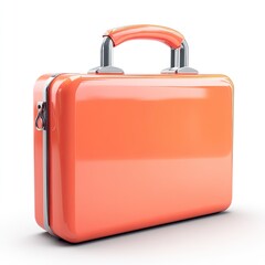 Bright coral-colored medical case,  shiny surface,  simple design