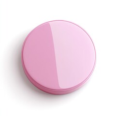 Round, glossy pink button, top view