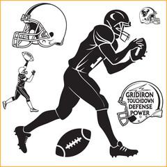 American football Player SVG Bundle, Ball Silhouette, vector illustration 