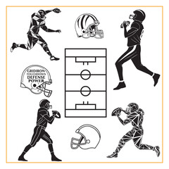 American football Player SVG Bundle, Ball Silhouette, vector illustration 