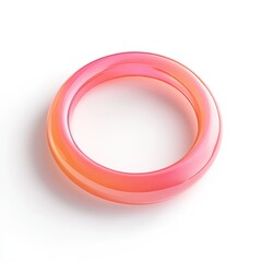 A vibrant coral-pink,  gradient-toned bangle
