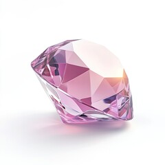 A radiant, light-pink diamond, facets reflecting light