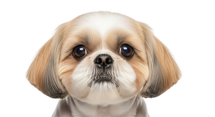 Isolated Portrait of a Shih Tzu Dog with Beautiful Eyes and Golden and White Fur Coat