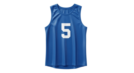 Isolated blue basketball jersey with number 5 sports athletic apparel garment uniform