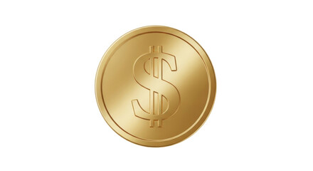 Isolated golden dollar coin, finance and investment symbol, money icon and currency sign