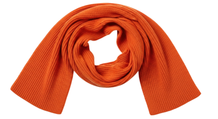 Isolated orange ribbed knit scarf warm casual winter apparel cozy looped around fashion