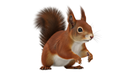 Isolated Red Squirrel Standing Upright Looking Sideways Adorable Rodent Mammal Animal Critter
