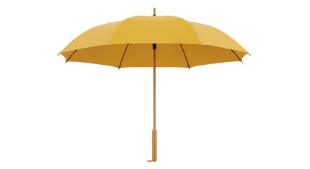 Isolated yellow umbrella ready to use in inclement weather is open for protection