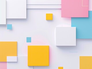 Fototapeta premium Colorful Square Shapes Abstract 3D Render with Soft Background for Design Template