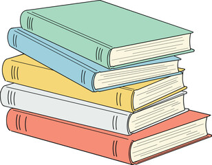 Stack of books isolated on white background for reading and learning