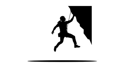 Fototapeta premium Dynamic climber scaling rock face reaching new heights with determination and focus
