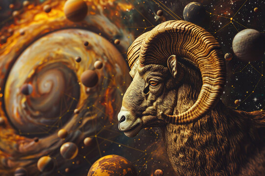 Abstract astrological concept of Aries zodiac sign symbol